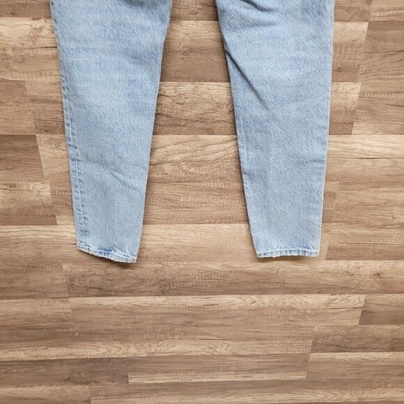 Zara Basic Denim Distressed Straight Tapered Mom High Rise Jeans Womens 2 Blue - Picture 10 of 11